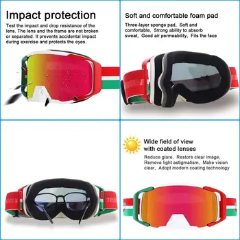 Очки для снега с защитой от ультрафиолета, противотуманные очки с широким обзором, УФ-защита, Противотуманные очки для сноуборда с широким обзором Для мужчин, женщин, взрослых, молодежи Изображение 2