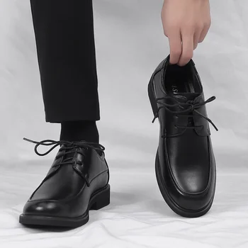 Черная кожаная обувь Мужская деловая официальная одежда Повседневная осенняя мужская кожаная обувь Мужские туфли малого и большого размера 45 46 Si