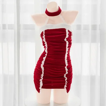 AGCOS Оригинальный Дизайн Складывает Рождественское Красное Обтягивающее Платье Косплей Костюм Женщины Сексуальный Косплей Изображение 2