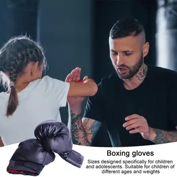 Детские боксерские перчатки, молодежные боксерские перчатки, Тренировочные боксерские Перчатки, Перчатки для спарринга, Дышащие Эргономичные Боксерские перчатки Для Изображение 2