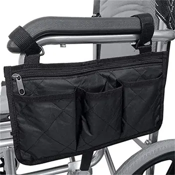 ГОРЯЧИЕ аксессуары для подлокотников инвалидных колясок, боковые сумки для подвешивания сбоку С яркой линией, водонепроницаемые черные сумки для хранения ходунков