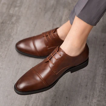 Мужские минималистичные оксфордские туфли на шнуровке спереди, минималистичные черные модельные туфли