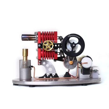 Двухцилиндровый двигатель Стирлинга, модель генератора, Двухпоршневое коромысло со светодиодной лампой, индикатор напряжения, измеритель, игрушка в подарок