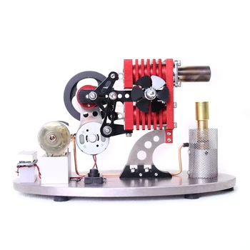 Двухцилиндровый двигатель Стирлинга, модель генератора, Двухпоршневое коромысло со светодиодной лампой, индикатор напряжения, измеритель, игрушка в подарок Изображение 2