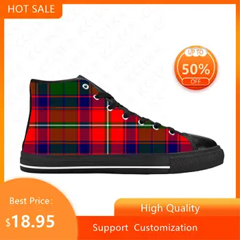 Горячая повседневная тканевая обувь MacCulloch Scottish Stewart Clan в шотландскую клетку с высоким берцем, удобные дышащие Мужские и женские кроссовки с 3D-принтом