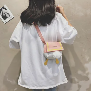 Женская сумочка с милой уточкой, маленькая квадратная женская сумка на одно плечо, сумка-мессенджер для студенток, кошелек, сумка для телефона
