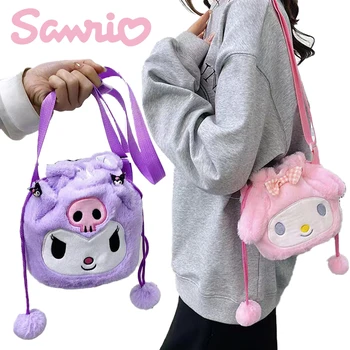 Kawaii Sanrio Kuromi My Melody Cinnamoroll Женская косметичка-мессенджер для милых девочек, сумка на шнурке через плечо, подарок для девочки