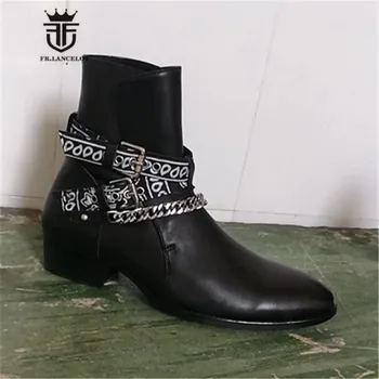 Высококачественные эксклюзивные ботинки с цепочкой и пряжкой на ремне, персонализированные ботинки Челси ручной работы из натуральной кожи высшего качества