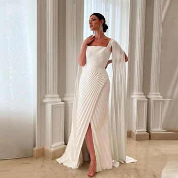Невеста Белые вечерние платья для официальной вечеринки с длинными рукавами-накидками Дубай Арабские женщины Синий выпускной По Индивидуальным меркам Потрясающее платье
