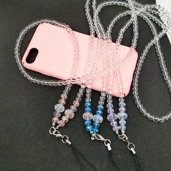 Женские ремешки для мобильных телефонов из прозрачного хрусталя, очаровательный ремешок для смартфона на шею