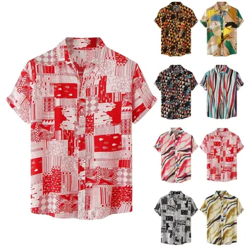 Высококачественные Рубашки для Мужчин С Летними Цветами, Гавайская Рубашка, Мужская Летняя Уличная Рубашка, Мужские Рубашки, Сорочки Hommes Изображение 2