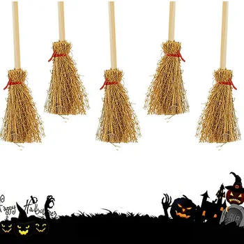 Новый мини-кулон с красной веревочной Метлой на Хэллоуин, Аксессуары для игрушек с метлой Ведьмы, Подвеска для украшения Ведьмы 2# Изображение 2