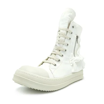 Повседневные белые кроссовки Rick на толстой подошве с классическими высокими голенищами на молнии и круглым носком для мужчин, обувь для мужчин
