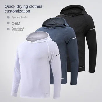 Спортивная толстовка для бега на открытом воздухе, мужская верхняя одежда для тренировок, весенне-осенняя скоростная сухая футболка с длинным рукавом Изображение 2