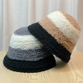 Зимняя плюшевая рыбацкая шапка для женщин, для путешествий на открытом воздухе, теплое ведро, соответствующее цвету, Защита от холода, защита ушей, Мужская кепка для бассейна