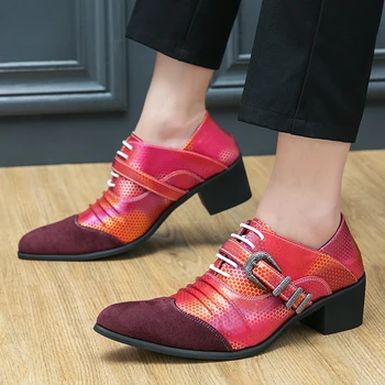 Новые модные мужские модельные туфли на высоком каблуке в виде пчелиных сот, вечерние кожаные туфли 