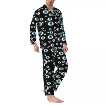 Пижамный комплект от сглаза, Осеннее абстрактное искусство, Милая Мягкая домашняя пижама, пара, 2 предмета, Ретро-одежда для сна в стиле оверсайз, графический подарок