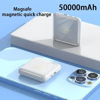 Мини-банк питания 50000mAh с быстрой зарядкой, магнитный Беспроводной для iPhone 13 14 15, Портативный внешний аккумулятор ProMax, аксессуары для телефонов