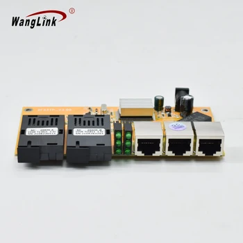 Wanglink 155M 2F3E Волоконно-оптический медиаконвертер PCB 10/100 М 3 RJ45 и 2 SC PCBA плата 25 км
