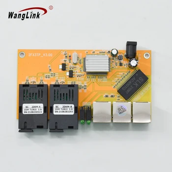 Wanglink 155M 2F3E Волоконно-оптический медиаконвертер PCB 10/100 М 3 RJ45 и 2 SC PCBA плата 25 км Изображение 2