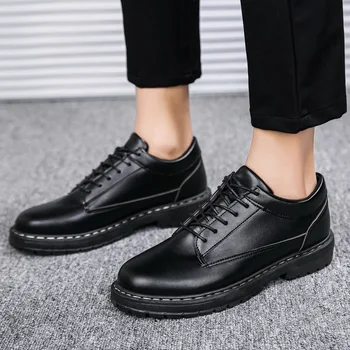 Кожаная повседневная обувь, черная швейная мужская обувь, весенне-осенняя мужская обувь, уличная модная дышащая однотонная одежда 2023, спортивные Zapatos