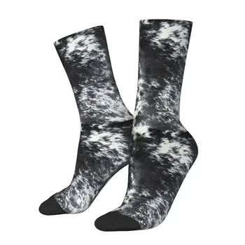 Носки с 3D-печатью из воловьей кожи с текстурой животного, мужские и женские теплые Модные носки в деревенском стиле из коровьего искусственного меха, Кожаные носки для экипажа Изображение 2