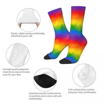 Всесезонные носки Gay LGBTQ Pride Rainbow Paint Аксессуары для рисования ЛГБТ для унисекс, носки с гибким принтом, подарки лучшим друзьям Изображение 2
