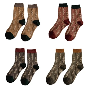 Рождественские носки, женские шерстяные носки, Винтажные Мягкие теплые носки, Толстые уютные зимние носки поверх носков по щиколотку, носки до икр
