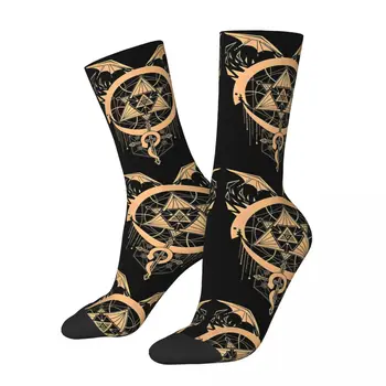 Сумасшедший Компрессионный Позолоченный Носок для Мужчин Harajuku Snakes Of Alchemy С Бесшовным Рисунком, Повседневный Экипажный Носок