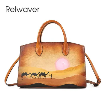 Relwaver, женские сумки из натуральной кожи большой емкости, осень-зима 2023, ручная роспись, сумка для поездок на работу, женская сумка для рук