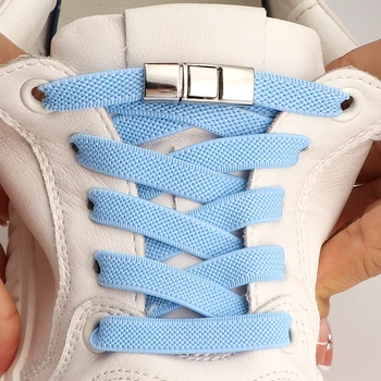 Ленивые шнурки Эластичный дизайн решения для легкого включения/ выключения Шнурки для обуви без галстука 8 мм с сетчатым рисунком Плоские шнурки для обуви