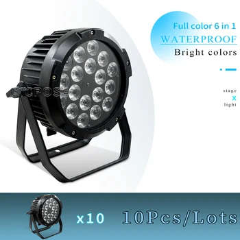 10шт 18x18 Вт RGBWA + UV LED Водонепроницаемый Номинальный свет DMX Control Прожектор для сцены, Профессиональное оборудование для дискотеки DJ