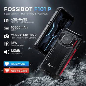 FOSSiBOT F101 P, аккумулятор 10600 мАч, 4 ГБ оперативной памяти 64 ГБ ПЗУ, 24 Мп, Большой динамик, 5,45-дюймовый экран HD + с капельками воды, водонепроницаемый IP68