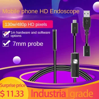 USB HD эндоскоп для мобильного телефона 7 мм объектив промышленный глазок IP67 водонепроницаемая камера 130 Вт/480 P эндоскоп для автоматического ремонта