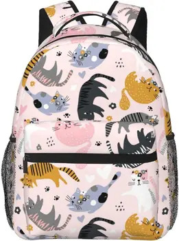 Рюкзак с рисунком кошки, милые сумки для книг, сумка для ноутбука, сумки на плечо, Дорожный Походный рюкзак для кемпинга для мужчин и женщин