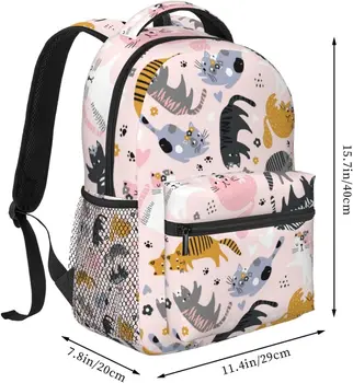 Рюкзак с рисунком кошки, милые сумки для книг, сумка для ноутбука, сумки на плечо, Дорожный Походный рюкзак для кемпинга для мужчин и женщин Изображение 2