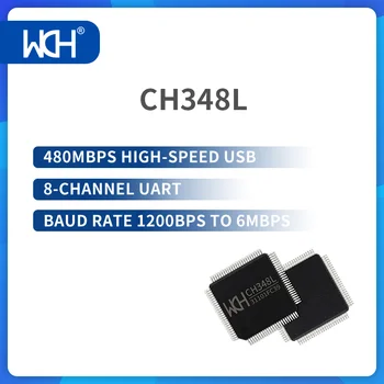 5 шт./лот, высокоскоростной чип CH348 480 Мбит/с от USB до 8 UART, от 1200 до 6 Мбит/с, управление RS485, 48-канальный GPIO, LQFP48 и LQFP100 Изображение 2