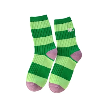 Повседневные хлопчатобумажные Носки, забавная эстетическая новинка, Зеленые Удобные мягкие носки до щиколоток с буквами для женщин, подростков, прямая доставка