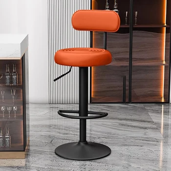 Круглый металлический барный стул с высокой спинкой, Черные, белые опоры, Барный стул для ожидания, Подъем стойки, Cadeira Ergonomica Мебель для ресторана