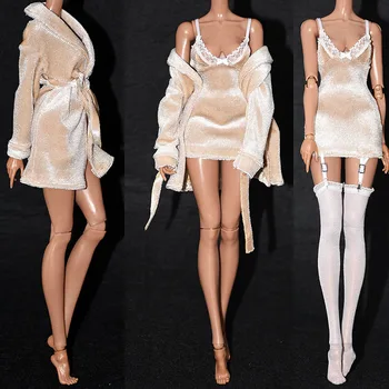 Масштабная модель 1/6 Модная женская ночная рубашка, халат, бархатная домашняя одежда, неглиже, пижама для 12-дюймовой фигурки