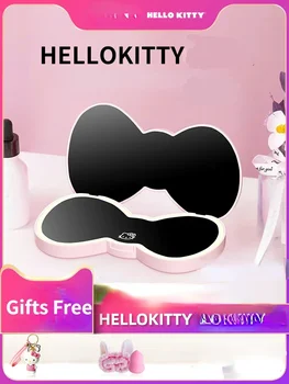 2023 Новое Светодиодное Зеркало Hello Kitty С Бантом, USB Перезаряжаемое Складное Зеркало Для Макияжа, Подарок на День Рождения для Женщин, Друзей, Аксессуары Для Девочек Изображение 2