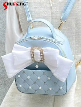 Rojita Sweet Back Pack, сумки через плечо с жемчугом для женщин 2023, новый японский стиль, сумка для милой девушки, переносной рюкзак, сумка двумя способами Изображение 2