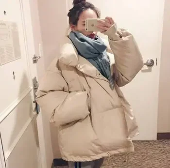 2022 Новая модная женская зимняя куртка с толстой подкладкой, повседневное свободное короткое хлопковое пальто для хлеба