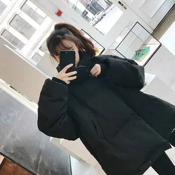 2022 Новая модная женская зимняя куртка с толстой подкладкой, повседневное свободное короткое хлопковое пальто для хлеба Изображение 2
