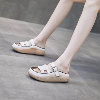 2023 Новые женские тапочки, элегантные и удобные весенне-летние повседневные туфли на плоской подошве, уличные дышащие легкие модные сандалии Изображение 2