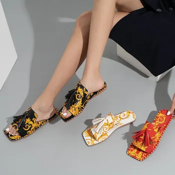 Новая роскошная дизайнерская обувь, Летние тапочки от бренда Desinger, Женские сандалии из искусственной кожи, Повседневные шлепанцы, Уличные женские шлепанцы Изображение 2