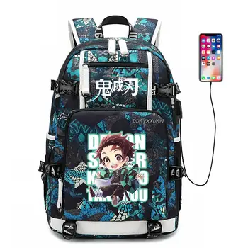 Рюкзак с принтом аниме Demon Slayer Для мальчиков и девочек, школьная сумка для студенческого городка, мультяшный рюкзак, дорожная сумка для компьютера