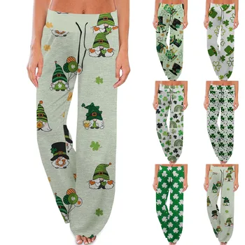 Женские удобные пижамные брюки Женские свободные пижамные брюки Женские мужские пижамные брюки для сна на завязках для сна Весна Лето Изображение 2