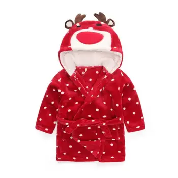 2023 Новый Фланелевый Детский Зимний халат в милом мультяшном стиле для маленьких мальчиков и девочек, теплая пижама с капюшоном, халат, детская пижама от 2 до 6 лет Изображение 2