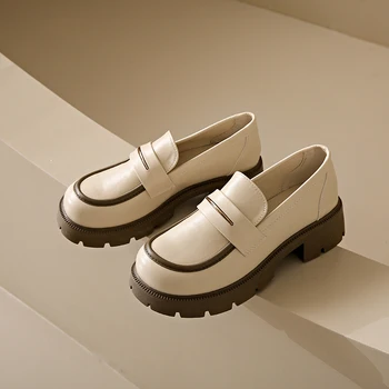 Женские кожаные лоферы без застежки, повседневная обувь из мягкой пены с эффектом памяти, удобные легкие модельные туфли для леди Изображение 2
